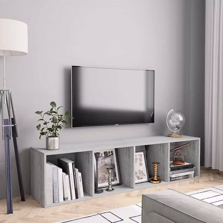 Libreria e Mobile TV vidaXL Grigio, L 143 x P 30 x H 36 cm
