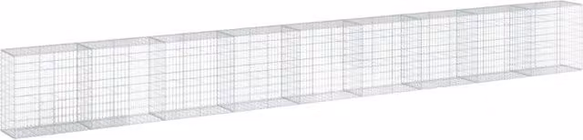Gabbione muro di contenimento e recinto a gabbia con coperchio in ferro zincato argento L 900 x H 100 x P 50 cm