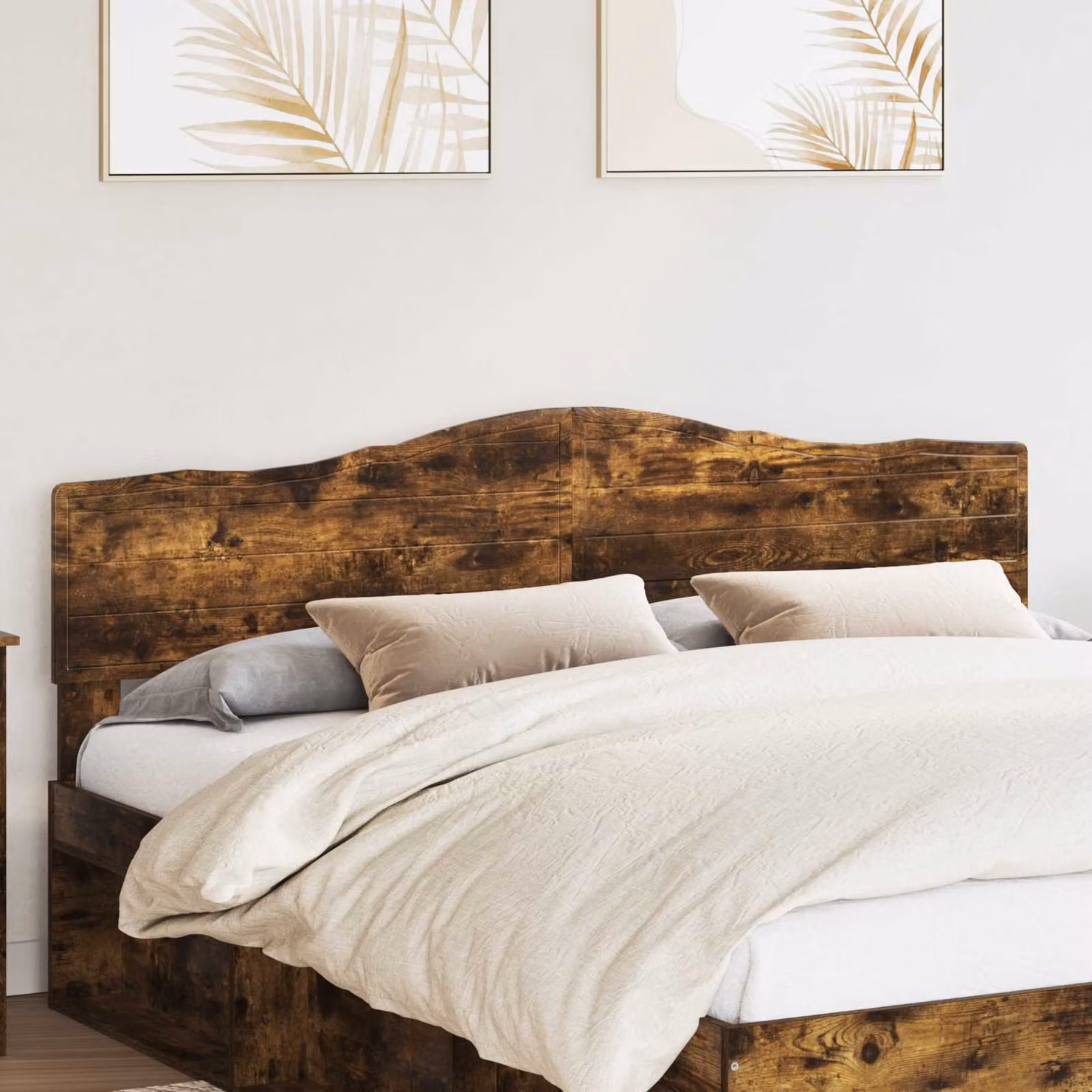Testiera per letto vidaXL in legno ingegnerizzato Rovere fumé marrone con finitura opaca