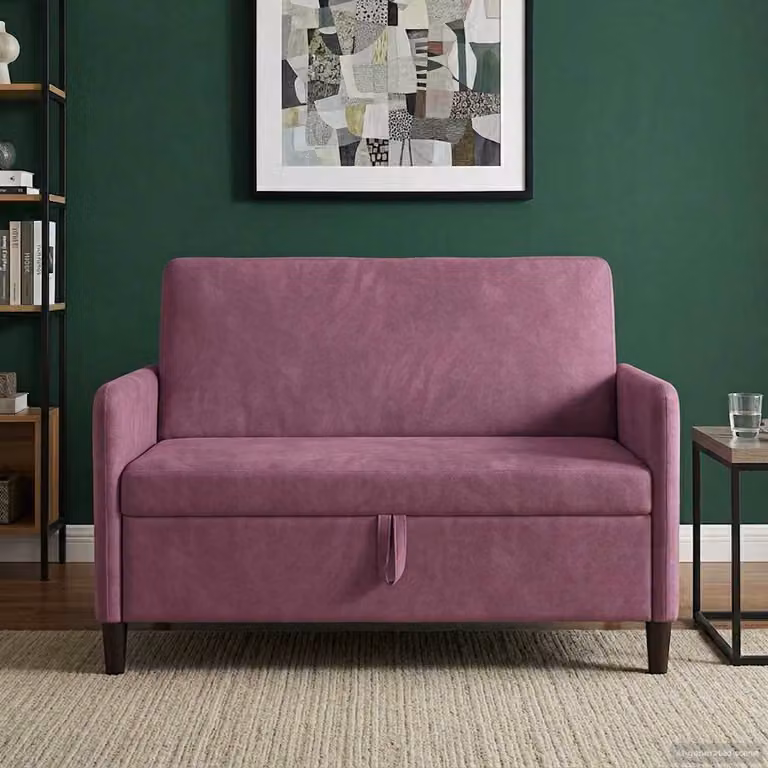 Divano moderno vidaXL con contenitore apribile in tessuto viola L: 122 cm, P: 78 cm, H: 87 cm
