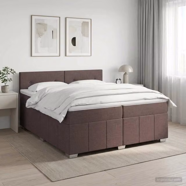 Letto box spring con materasso Marrone Scuro 200 x 200 cm 3451293