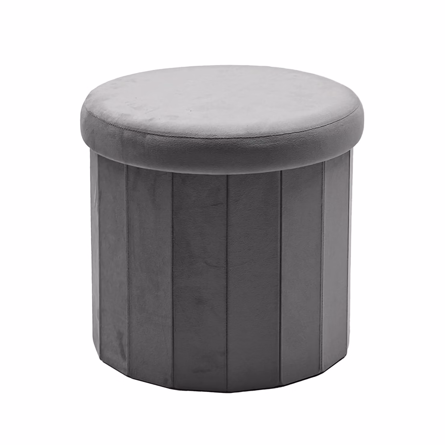 VESTIAMO CASA Pouf Contenitore Cilindrico in Velluto Grigio H 38 cm x Diametro 40 cm – 1