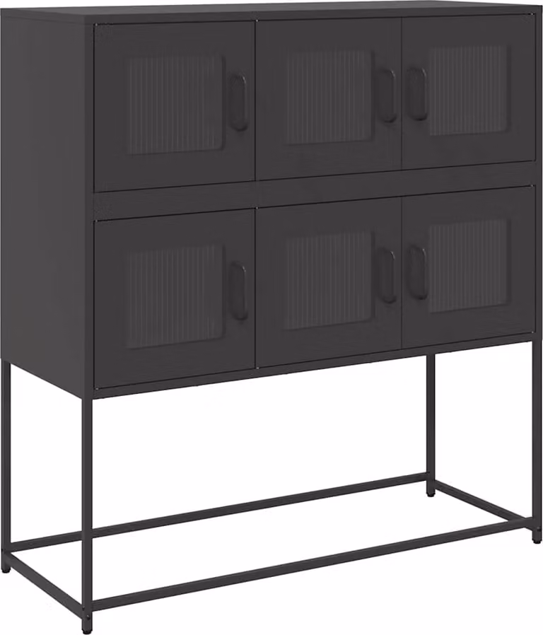 Credenza Nera 100,5x39x107 cm in Acciaio Laminato a Freddo