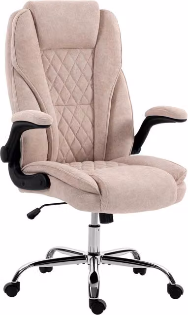 Sedia da ufficio ergonomica in velluto rosa, poltrona scrivania regolabile con braccioli ribaltabili salvaspazio, 70 x 70 x 114-122 cm