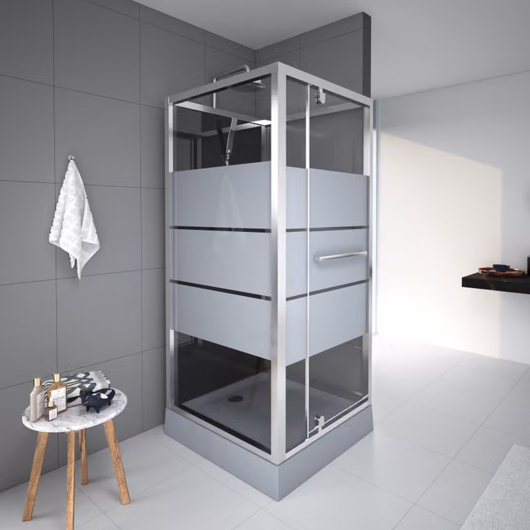 Doccia completa MARWELL Doccia completa Dusy 90 x 90 x 225 cm - set completo incl. piatto doccia e rubinetto - doccia rotonda con ingresso frontale
