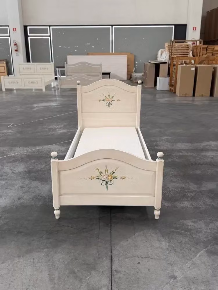 Letto singolo sagomato in legno bianco e blu stile shabby chic Mobili 2G L/P/H: 99 x 212 x 112 cm – 2