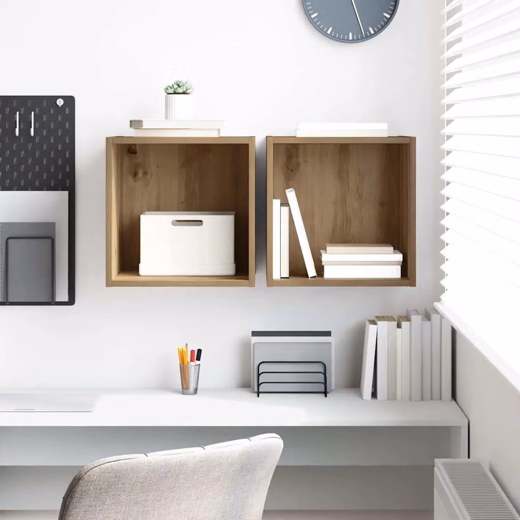 Set di 2 armadietti a muro vidaXL in legno color rovere opaco L/P/H: 37 x 37 x 37 cm