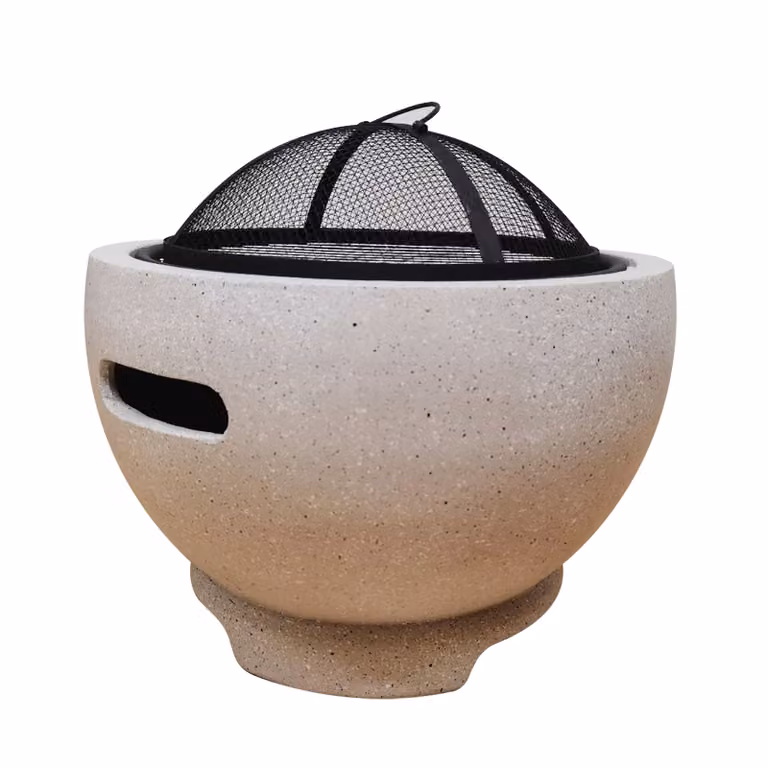 KÖHKO Braciere e ciotola decorativa "Shanghai" Ø45 × H30 cm in ghisa e resina – Con parascintille, focolare da esterno per barbecue, giardino, balcone