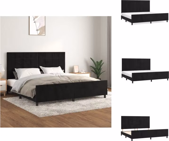 vidaXL Struttura letto con testiera nera 200x200 cm in velluto - Letti e strutture letto