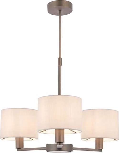 Lampadario a sospensione Endon con 3 luci in bronzo e paralumi in tessuto beige