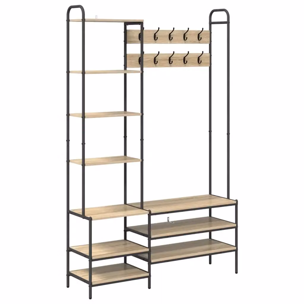 Appendiabiti con panca per scarpe in stile industrial vidaXL, colore marrone, L: 120,5 cm, P: 34 cm, H: 190 cm – 2