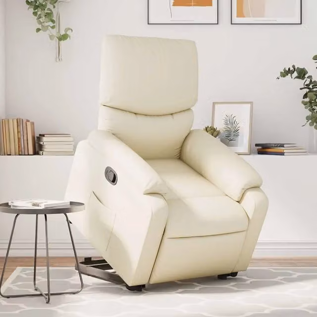 Poltrona Alzapersona Reclinabile con Assistenza Elettrica vidaXL in Similpelle Beige