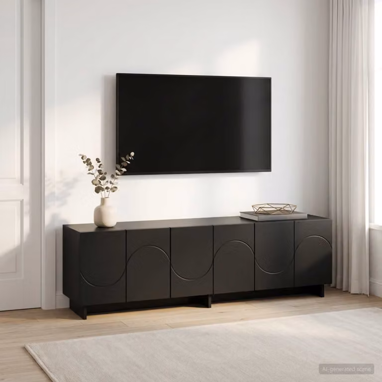 vidaXL Supporto TV Moderno Nero in Legno MDF L: 140 cm, P: 34.5 cm, H: 40 cm