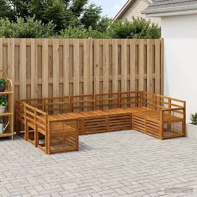 Set di divani da esterno 7 pz Naturale Legno di Acacia Massello 3384835