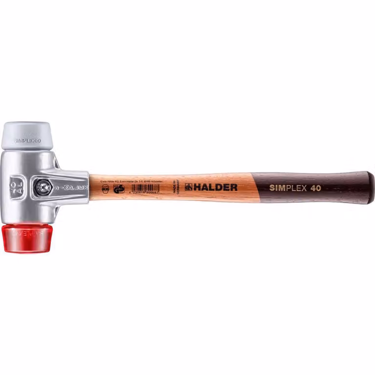 Mazza SIMPLEX soft-face con alloggiamento in alluminio e impugnatura in legno, Ø 40, TPE-mid / plastica