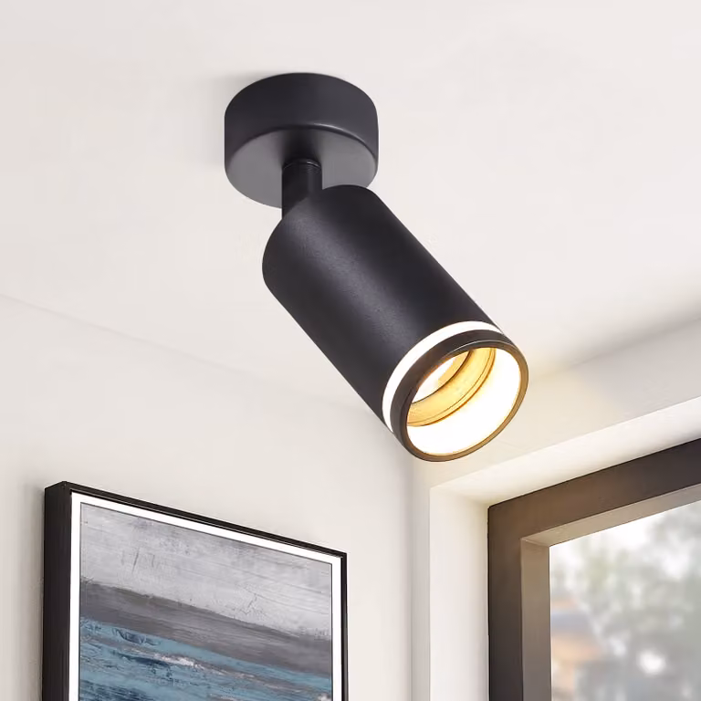 ZMH LED plafoniera 1 fiamma nera illuminazione plafoniera industriale soffitto GU10 faretti orientabili per corridoio sala da pranzo senza lampadine