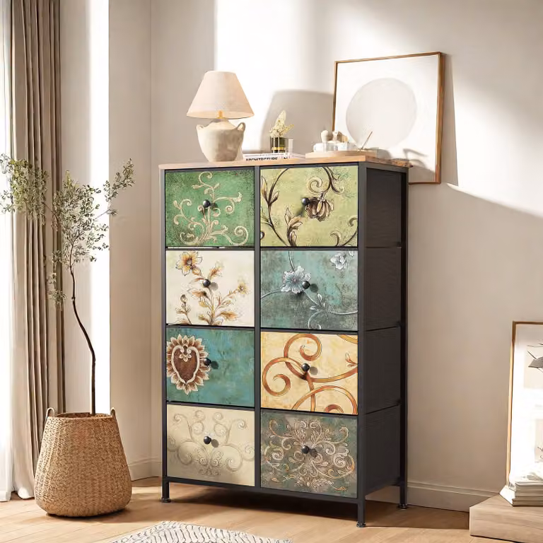 Cassettiera retrò ProximaX con 8 cassetti - Robusta struttura in acciaio, versatile per camere da letto, corridoi e molto altro ancora come cassettiera in tessuto e torre portaoggetti