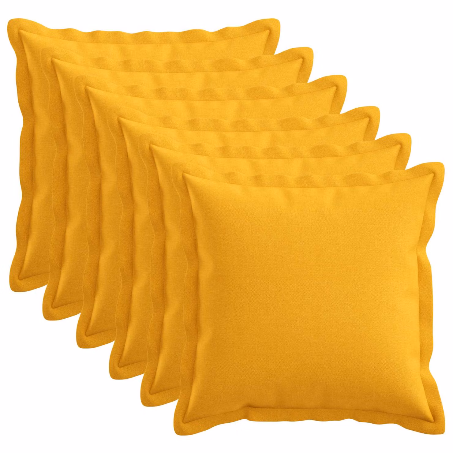 Set di 6 cuscini quadrati vidaXL HOUTEN in lino giallo chiaro, L/P/H: 35 x 35 x 35 cm