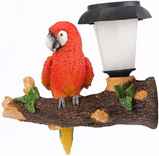 Statua da giardino a forma di uccello - Statua da giardino a forma di animale a energia solare - Decorazione da giardino - Lampada solare resistente alle intemperie - 20x10x21,4 cm - Multicolore