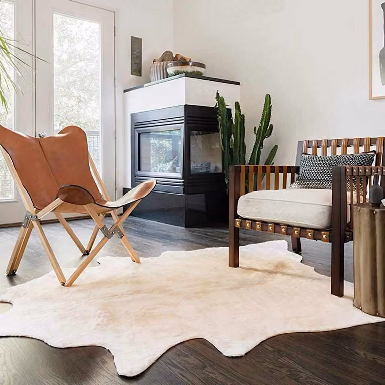vidaXL Tappeto in Vera Pelle Bovina Beige L: 180 cm, P: 220 cm