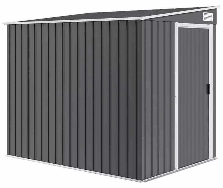 Capanno da giardino in metallo, 2,81 m², con tetto a falda | Colore: Grigio | Dimensioni: 154x206,5x181 cm
