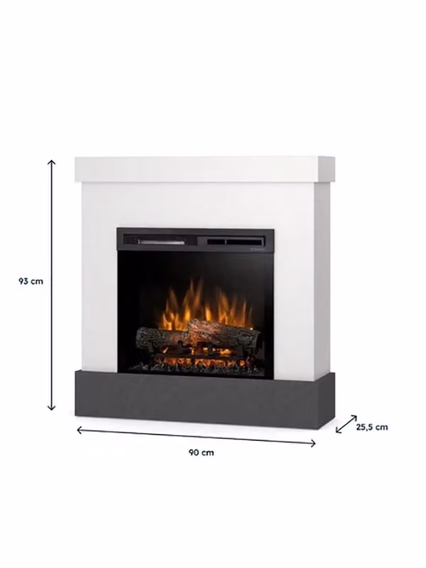 Caminetto elettrico da pavimento a libera installazione Dimplex DIRO 23 con tecnologia LED in metallo bianco e ardesia – 2