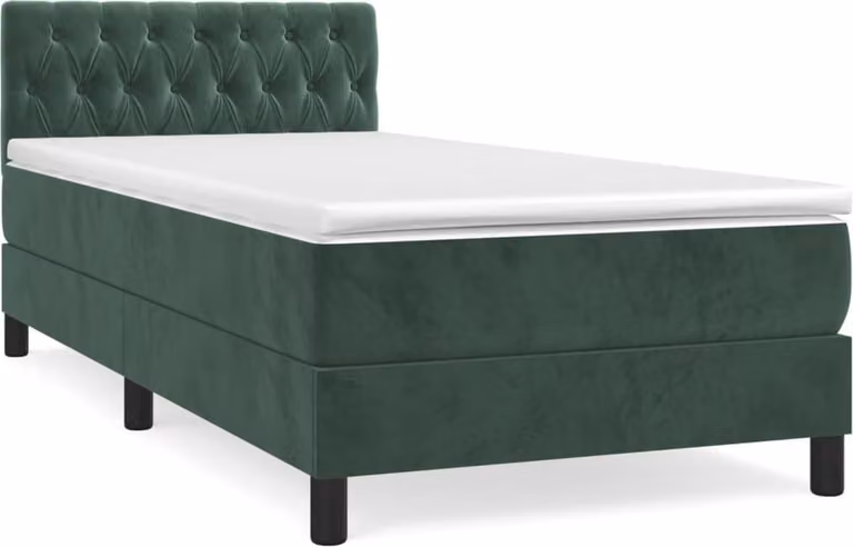 Giroletto a Molle con Materasso Verde Scuro 90x190 cm Velluto