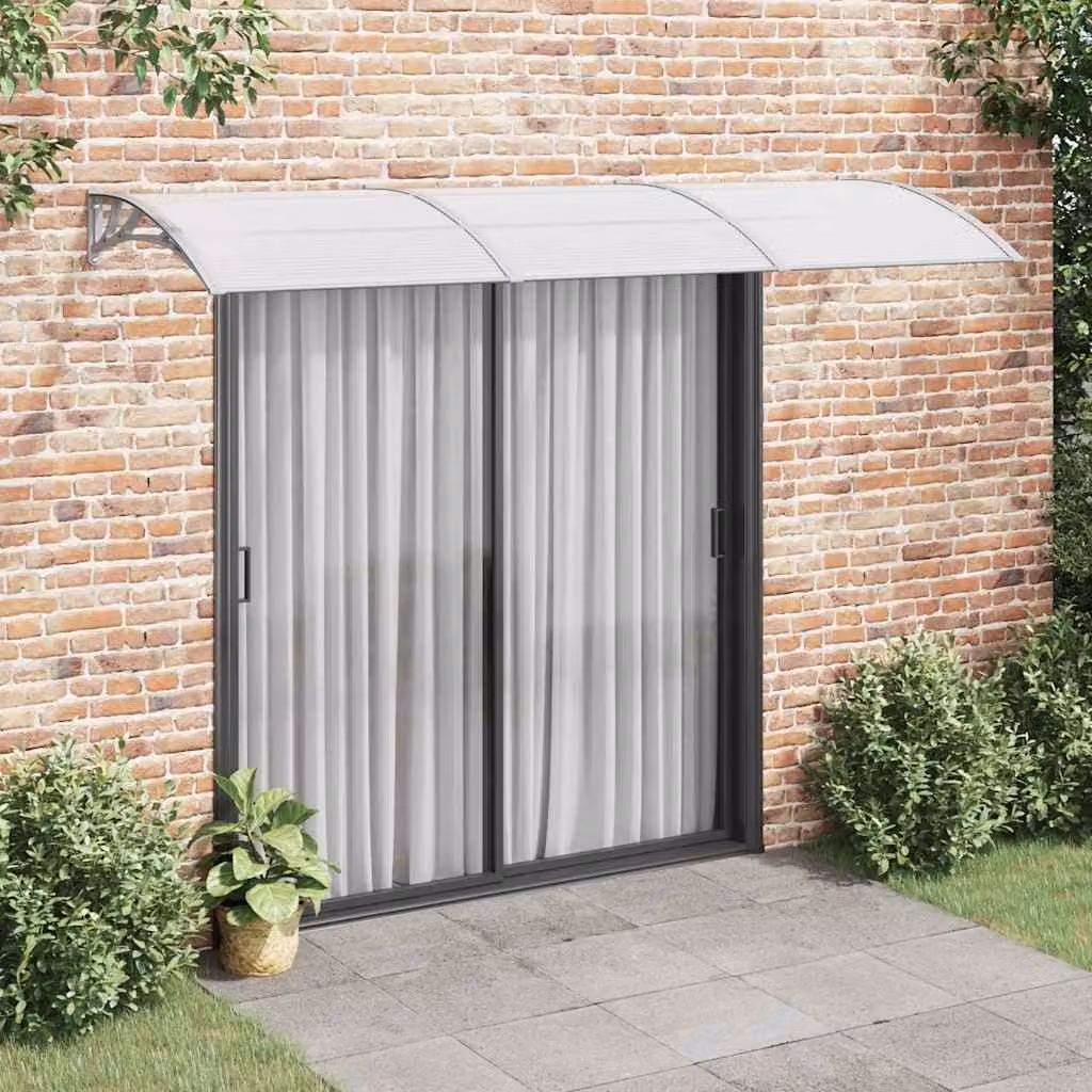 Tettoia per porta vidaXL in policarbonato e alluminio, Grigia, L: 300 cm, P: 100 cm