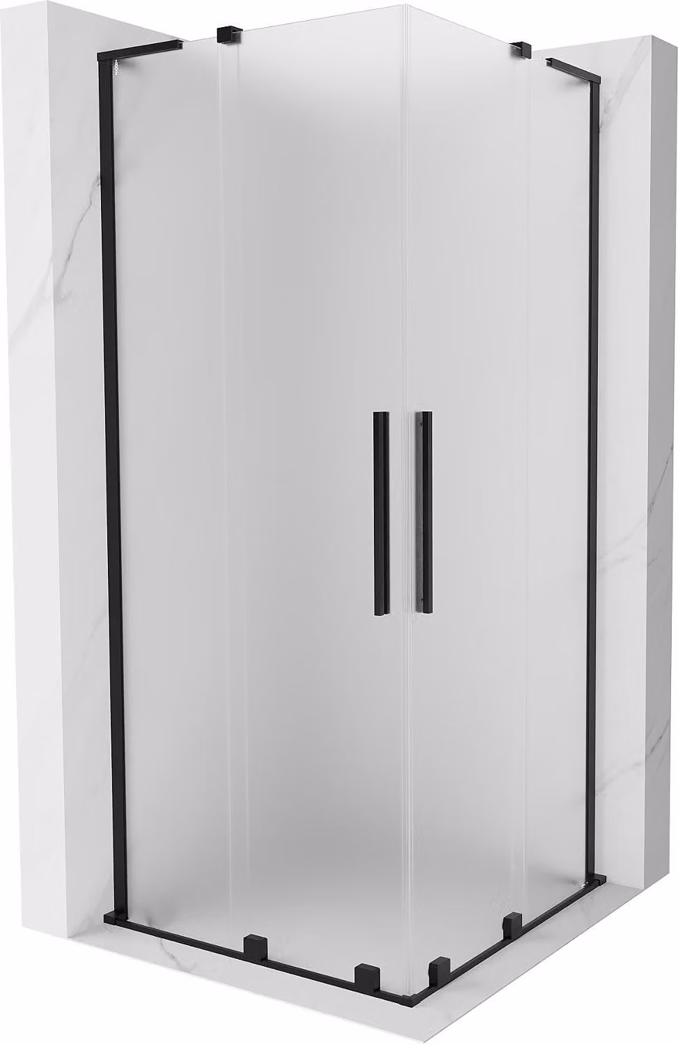 Mexen Velar L Cabina doccia scorrevole Duo 80 x 80 cm, smerigliata, nera - 871-080-080-02-33-70