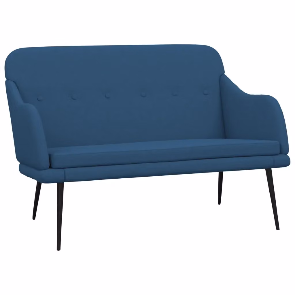 Panca blu moderna vidaXL con braccioli in tessuto e struttura in metallo e MDF L: 110 cm, P: 76 cm, H: 80 cm – 2