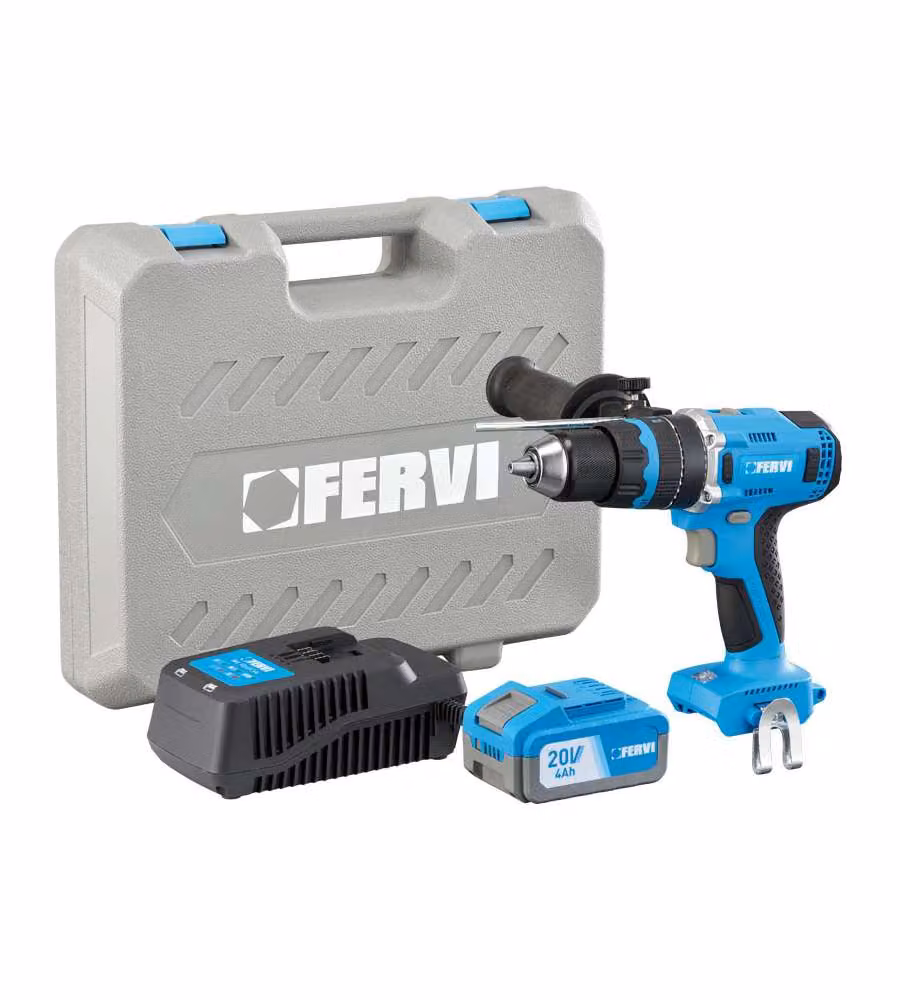 Fervi Trapano Percussione 20V 1x4Ah Brushless Mandrino Metallico
