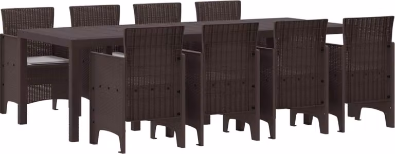 Set da Pranzo per Giardino 9 pcs Marrone Polipropilene
