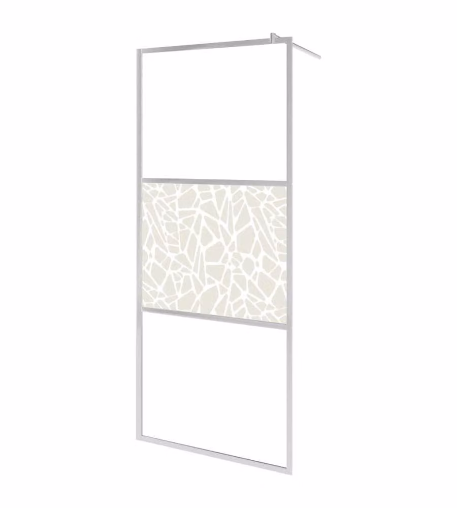 Parete per doccia walk-in fissa vidaXL in vetro ESG trasparente con design pietra grigio L 100 cm x H 195 cm