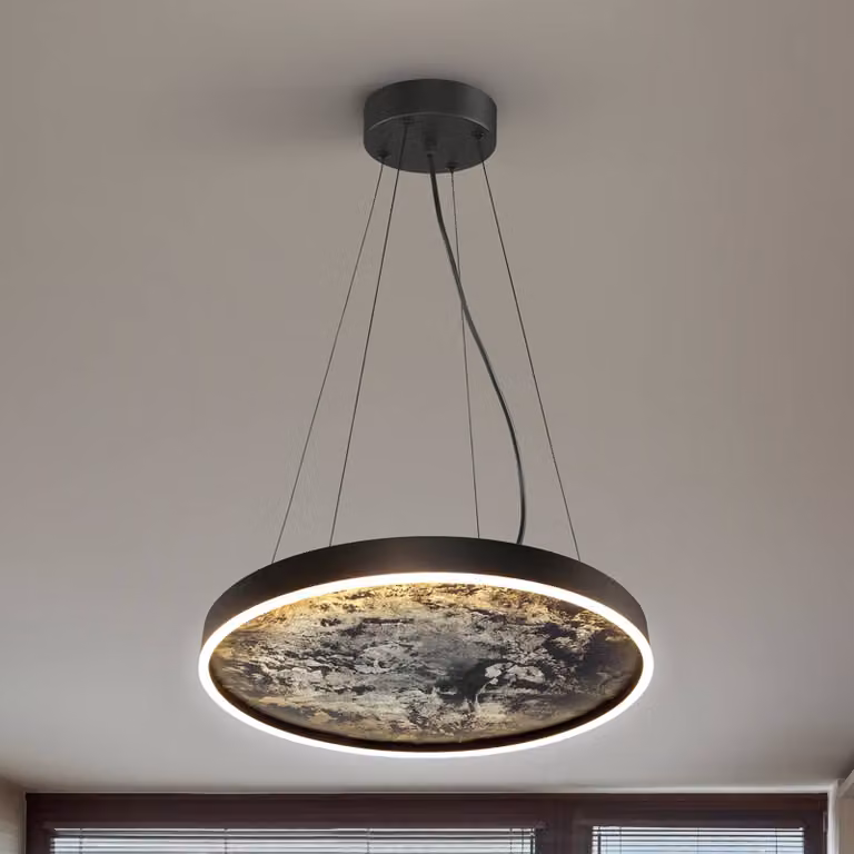Schuller Valencia Lampada LED a sospensione Stone, Ø 60 cm, CCT, nero, metallo, acrilico Stone, Nero, Soggiorno / Sala da pranzo, Metallo, Moderno