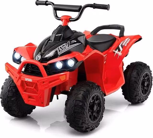 Quad Elettrico per Bambini Costway Rosso con Luci, Suoni e Velocità Regolabile – 1