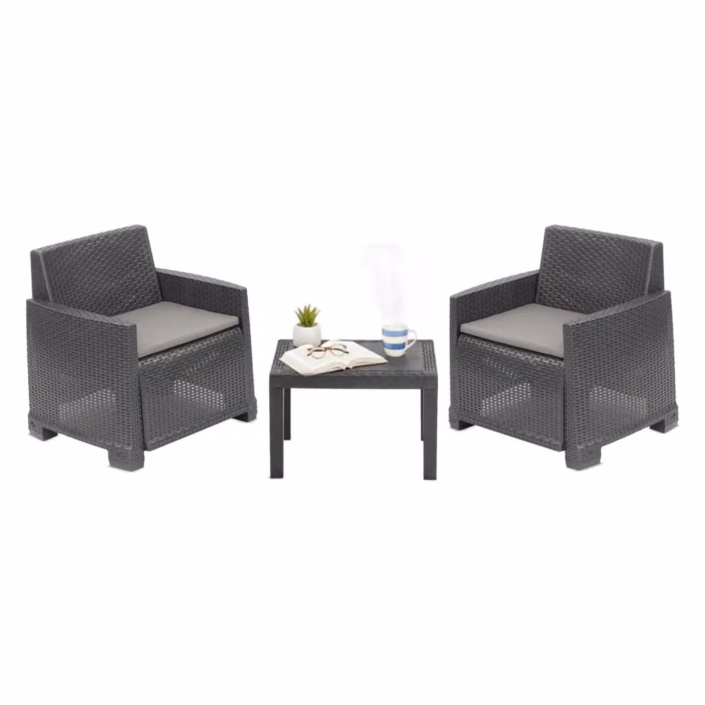 Set Salotto da Esterno Rosta DMORA con Divano a 2 Posti e Tavolino, Grigio Antracite – 2
