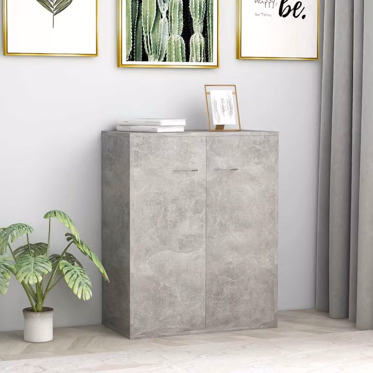 Credenza vidaXL in legno multistrato e MDF, colore grigio, L 60 cm x P 30 cm x H 75 cm