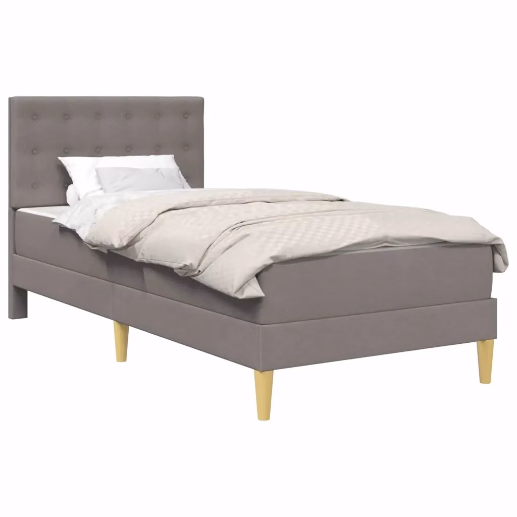 Letto con struttura imbottita vidaXL in tessuto beige e grigio L/P/H: 202 x 90 x 94 cm – 2