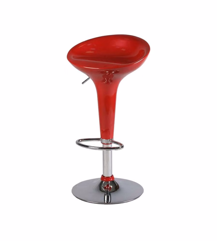 Sgabello in ABS Rosso e Acciaio - Sgabello Impilabile per Cucina, Bar e Arredo Interno