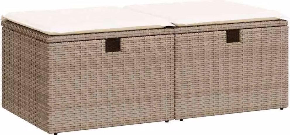Set Divano da Giardino 2 pz con Cuscini Beige Polyrattan Acacia