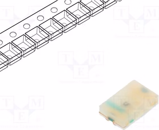 1 LED, 1,9÷2,4V, 28,5÷90 mcd, 130°, dimensioni 2x1,25x0,4 mm, 0805, montaggio superficiale (SMD), corrente di funzionamento 20 mA, codice prodotto C-C177, diodo LED