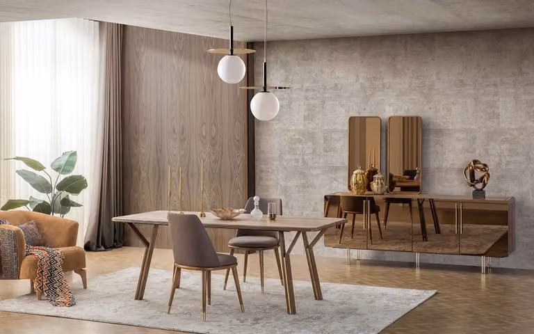 Esszimmer Set 6x Stühle+Esstisch+Sideboard+Spiegel Set Esszimmer Designer