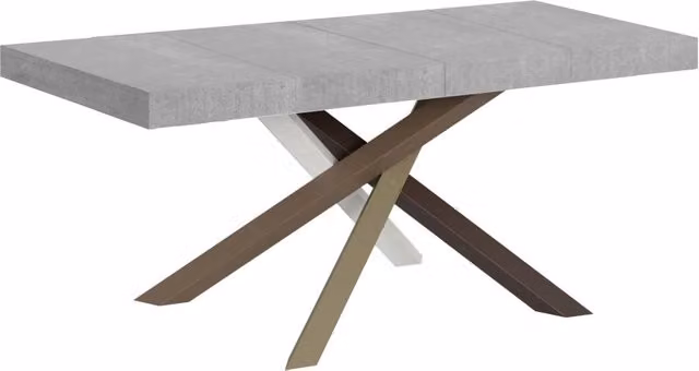 Tavolo allungabile Volta Premium con piano effetto cemento grigio e telaio a X in metallo L/P: 90 x 140/244 cm