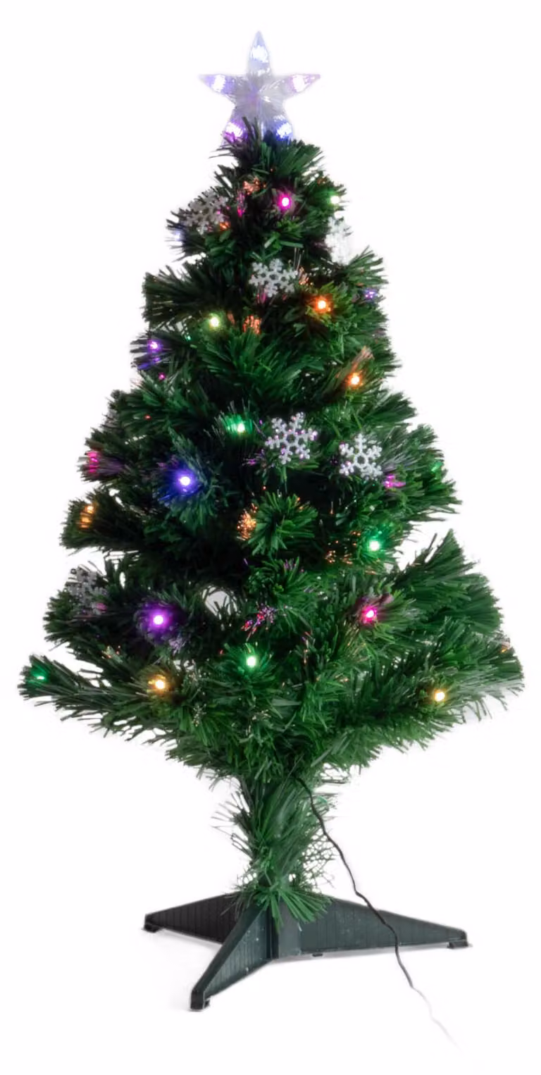 Albero di Natale artificiale con luci e stella, 90 cm