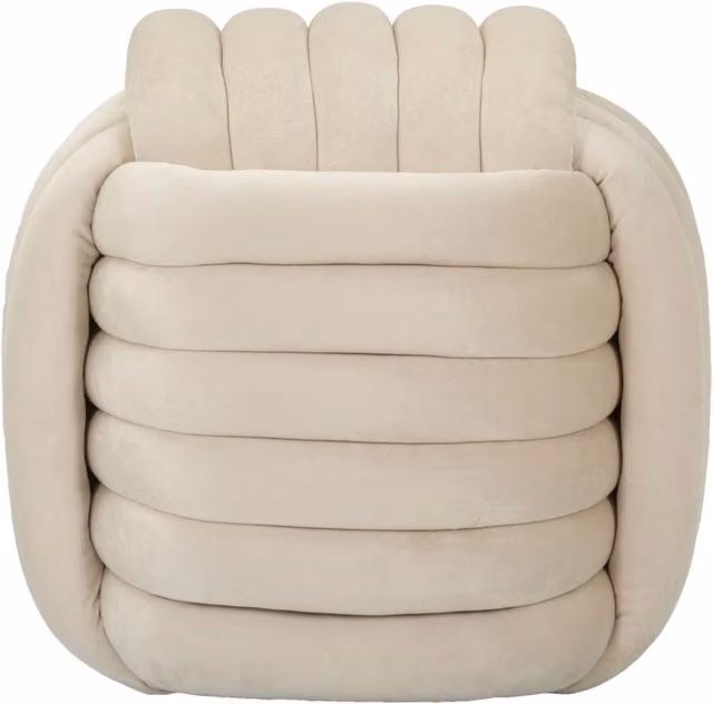 Puff Softy GIORDANOSHOP in velluto beige L/P/H: 45 x 45 x 45 cm