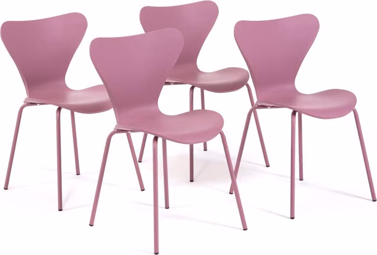 set di 4 sedie per interni con scocca in resina rinforzata con fibra di vetro e gambe in metallo, design moderno ed elegante con finitura effetto legno - robuste, durevoli e ideali per cucine,da pranzo, bar e ristoranti - NINA - rosa antico