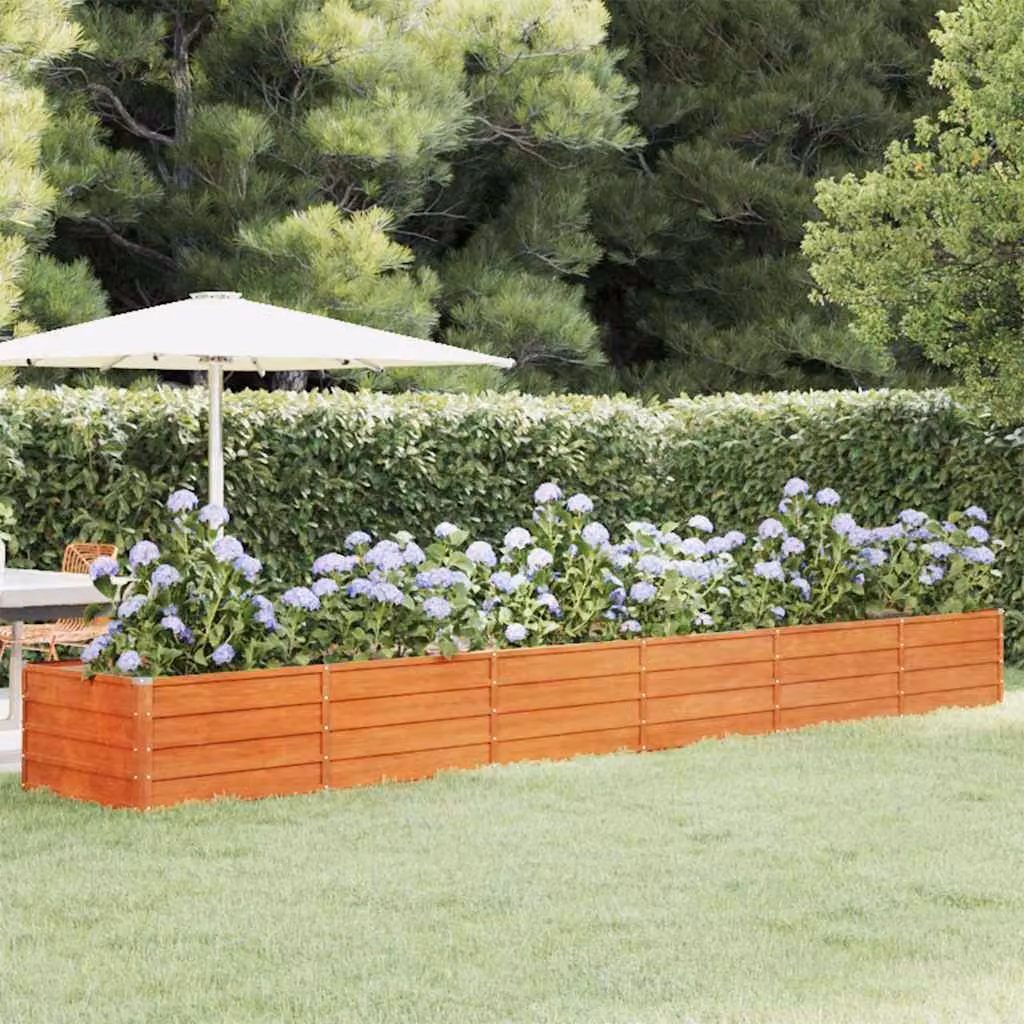 Letto rialzato da giardino vidaXL in acciaio Corten color ruggine L: 480 cm, P: 80 cm, H: 45 cm