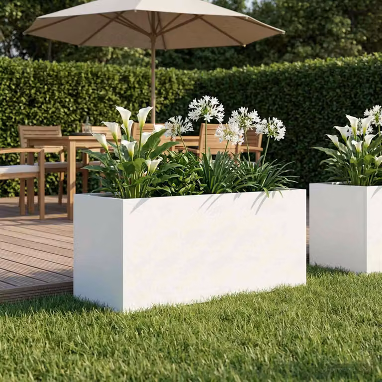 vidaXL Vaso da giardino in metallo Bianco L 80 x P 40 x H 40 cm