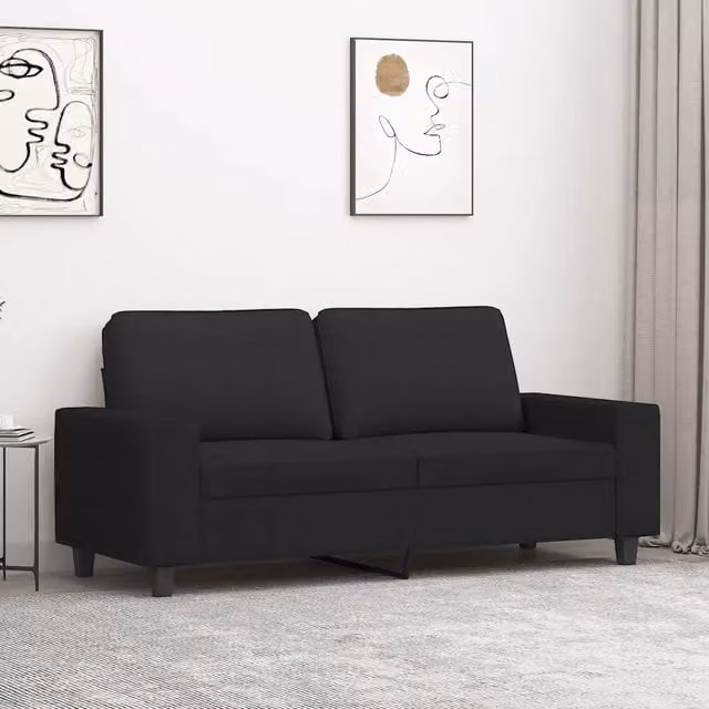 Divano a 2 Posti-Sofa 2 Posti Nero 120 cm in Tessuto 383019