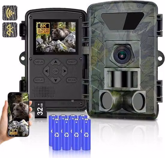 Telecamera per il monitoraggio della fauna selvatica - Visione notturna - Osservazione della fauna selvatica - Telecamera da esterno - Osservazione della natura - Fotografia naturalistica - Sensore di movimento - Telecamera wireless piccola e discreta